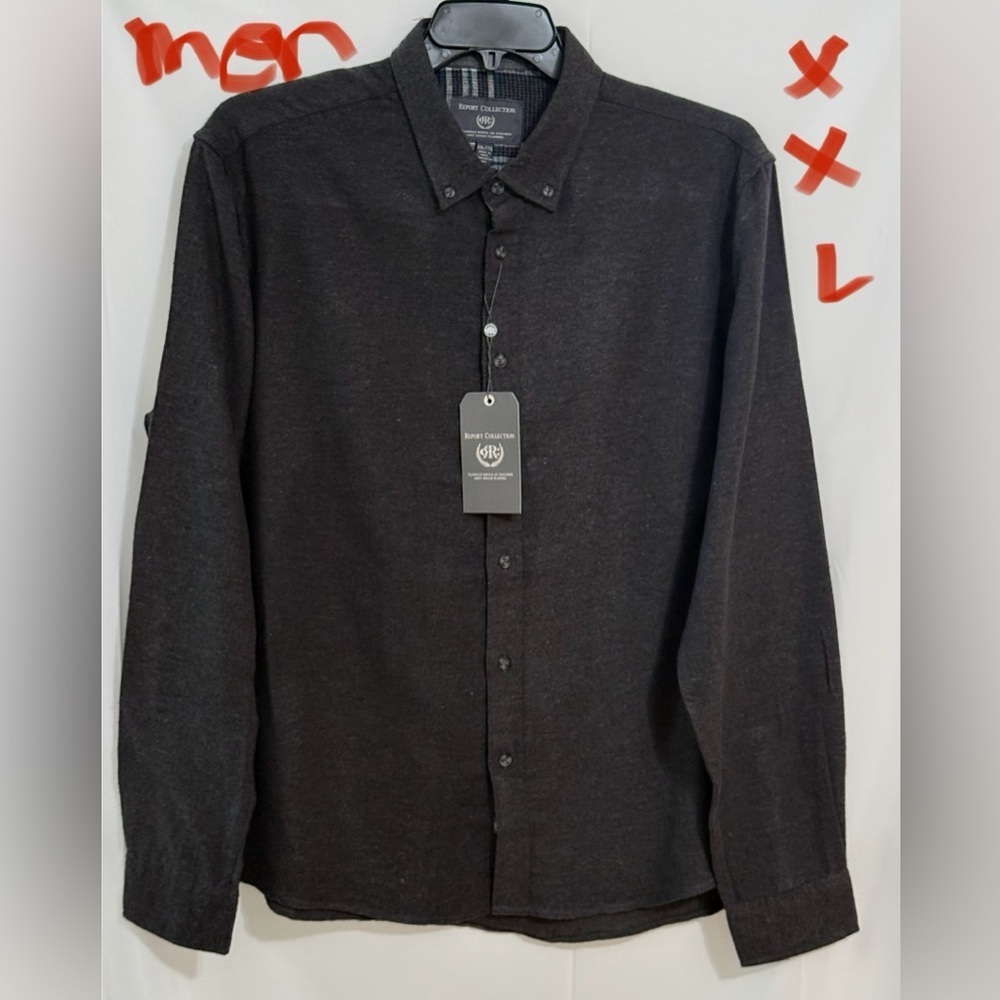 Report Collection Gray Casual Button Down Shirt